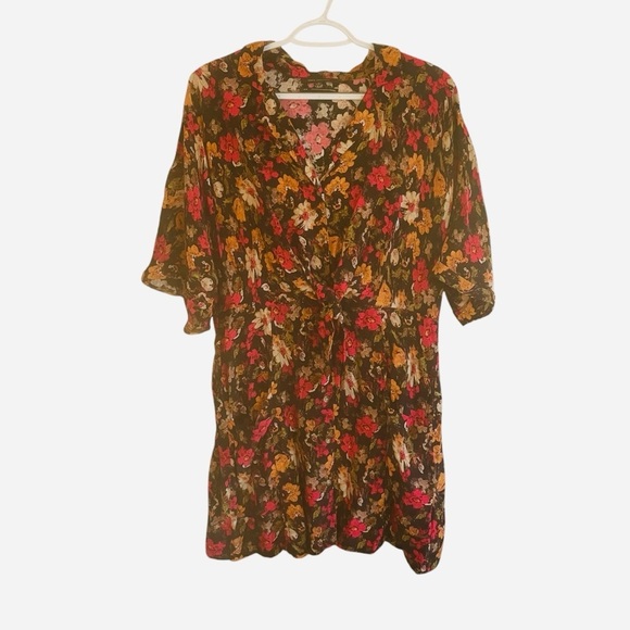 Urban Outfitters Floral Aloha Tie Front Shirt Dress Size Medium - Picture 7 of 14